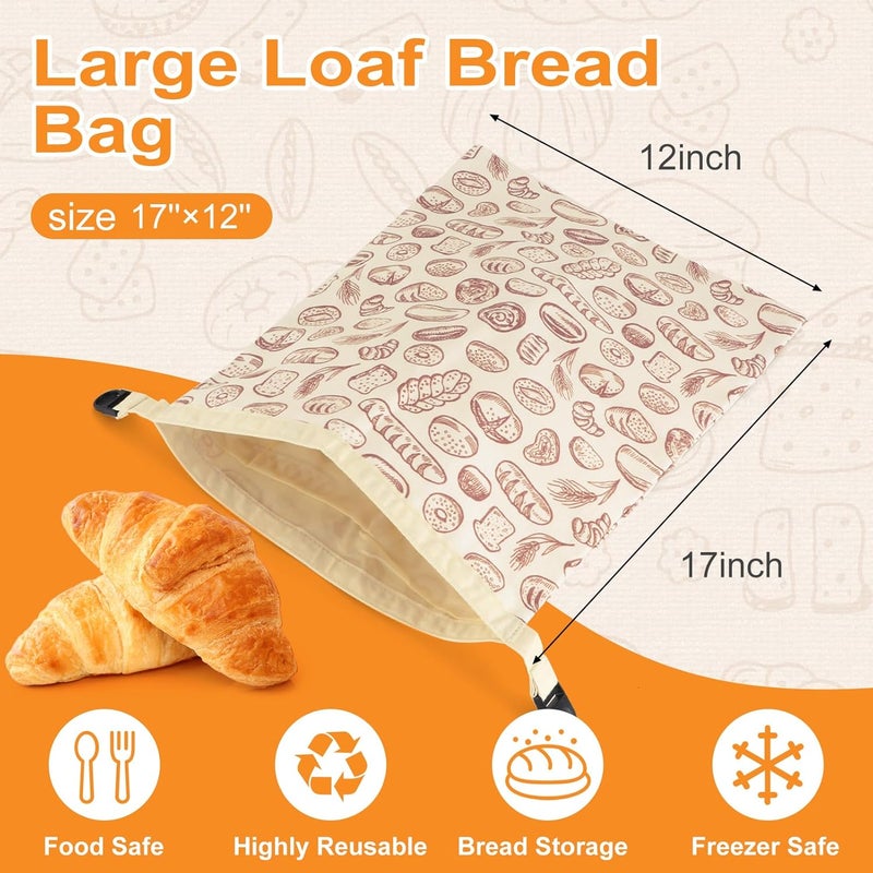 PICcircuit 2 PACK Beeswax Sourdough Bread Bags for Homemade Bread, Reusable Cotton Beeswax Bread Bag Portable Waxed Storage All Natural Bees Wax Linen Bag Keep Fresh,13''×17'', 03 - Image 4